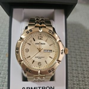 Armitron Gold-Tone Men’s Day-Date Bracelet Watch